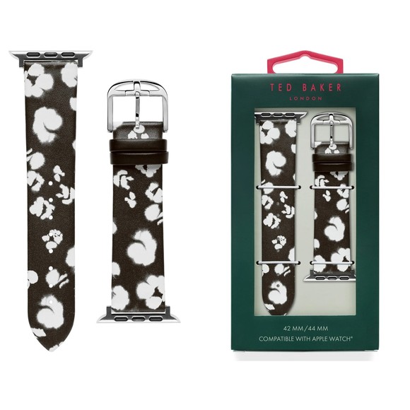 TED BAKER LONDON Genuine Leather Floral Print apple watch straps 42mm, 44mm NEW - Picture 1 of 4